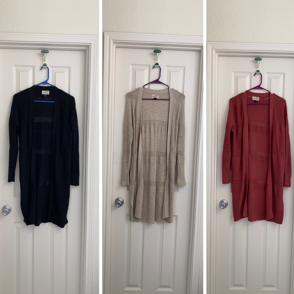 Lot of 3 Women’s Long Sleeve Duster Open Cardigan